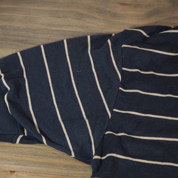 Club International Men's Small Short Sleeved Striped Polo Collared Blue Shirt - Picture 5 of 7